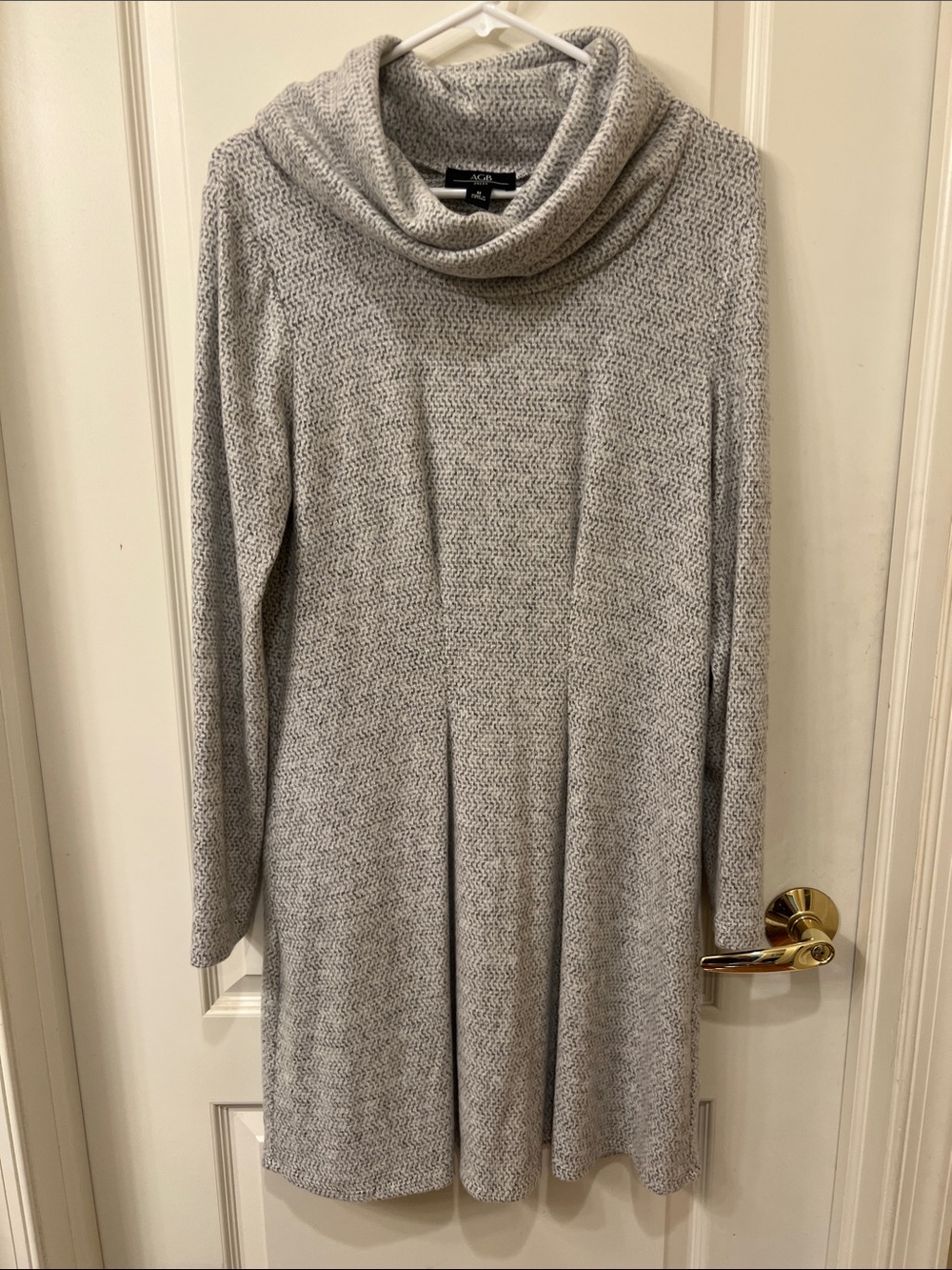 AGB Light Gray Cowl Neck Knit Dress